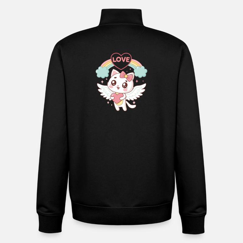 Chat ailé Arc en Ciel Amour - Sweat zippé unisexe en coton bio Stanley/Stella - noir