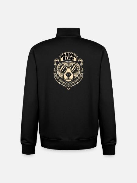 Mama Bear Logo with Sunglasses - Unisex Organic Zip Sweatshirt by Stanley/Stella - black