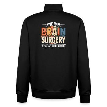 Ich hatte Hirnoperation – Was ist deine Ausrede? - Unisex Organic Zip Sweatshirt von Stanley/Stella - Schwarz - Hinten - AI Model Male 185 light (185cm)