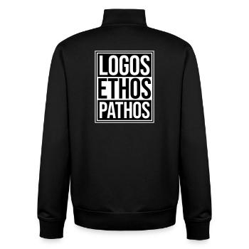 Logos Ethos Pathos Rhetorik Philosophie Student - Unisex Organic Zip Sweatshirt von Stanley/Stella - Schwarz - Hinten - AI Model Male 185 light (185cm)