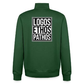Logos Ethos Pathos Rhétorique Étudiant en Philosophie - Sweat zippé unisexe en coton bio Stanley/Stella - vert bouteille - Dos - AI Model Male 185 dark (185cm)