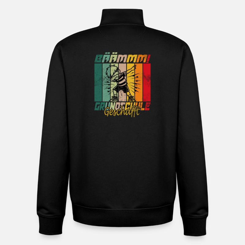 Grundschule geschafft, Schulkind, Geschenkidee - Unisex Organic Zip Sweatshirt von Stanley/Stella - Schwarz
