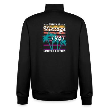 Born in 1941 - Unisex Organic Zip Sweatshirt by Stanley/Stella - black - Back - AI Model Male 185 light (185cm)