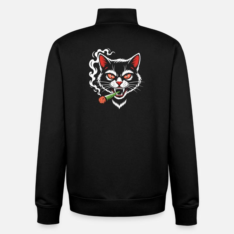 Wütige Katze mit Joint - Unisex Organic Zip Sweatshirt von Stanley/Stella - Schwarz