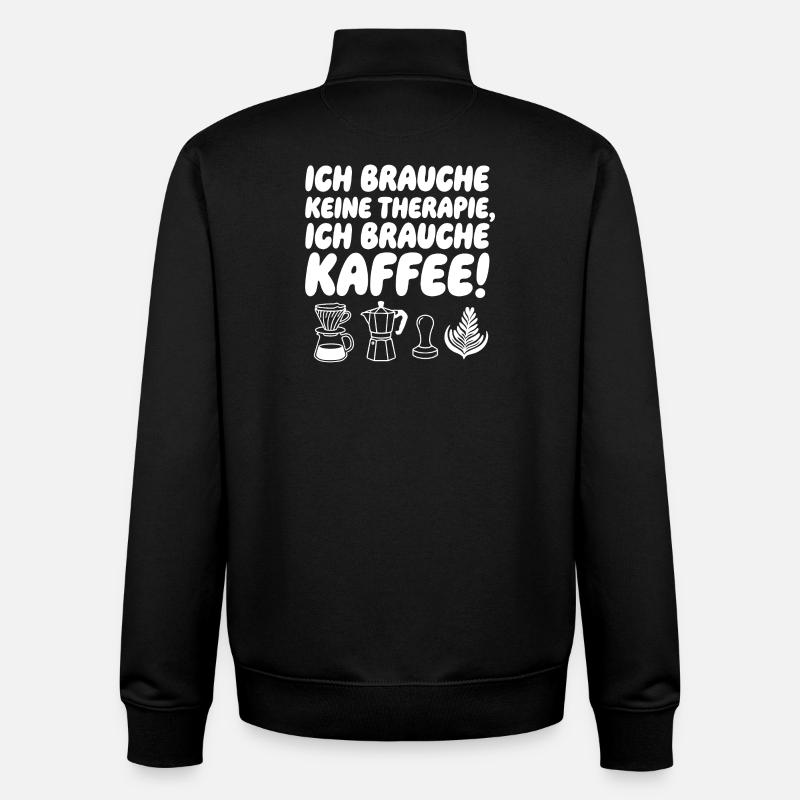 Ich brauche Kaffee Spruch mit KaffeeIcons - Unisex Organic Zip Sweatshirt von Stanley/Stella - Schwarz