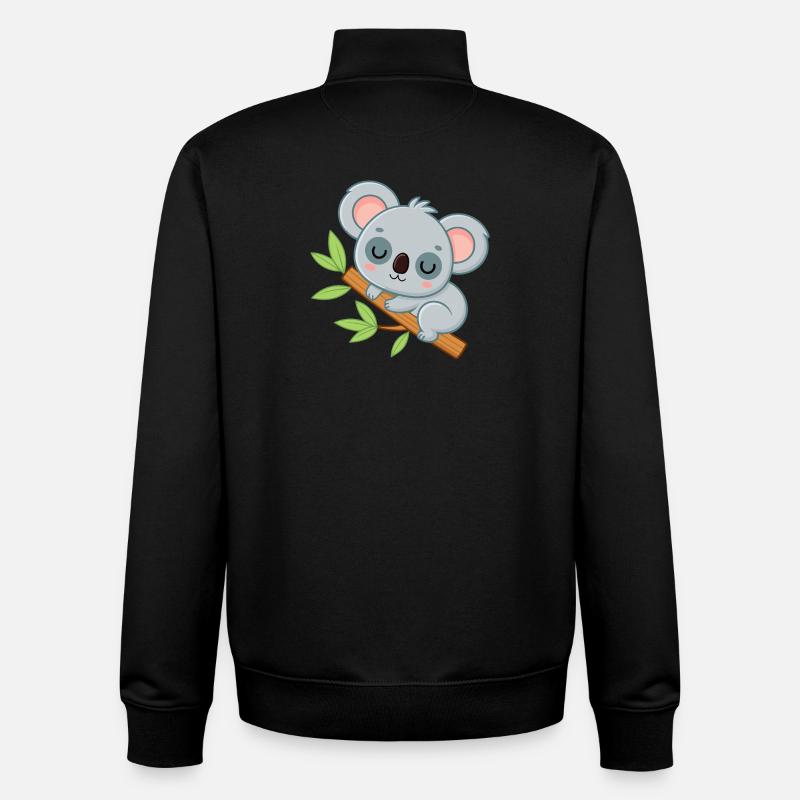 Bébé Koala sur une branche - Sweat zippé unisexe en coton bio Stanley/Stella - noir