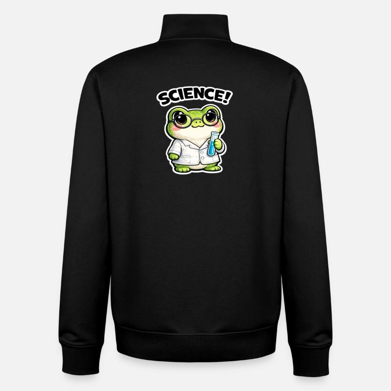 Science frog with glasses - Unisex Organic Zip Sweatshirt by Stanley/Stella - black