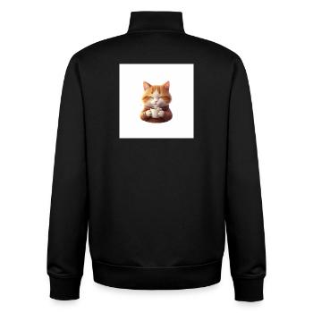 Cuddly Kitten Coffee Magic - Unisex Organic Zip Sweatshirt by Stanley/Stella - black - Back - AI Model Male 185 light (185cm)