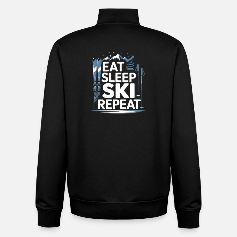 Eat Sleep Ski Repeat - Unisex Organic Zip Sweatshirt by Stanley/Stella - black