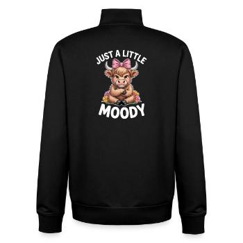 Highland Cattle Sayings Moody Funny Gift - Unisex Organic Zip Sweatshirt by Stanley/Stella - black - Back - AI Model Male 185 light (185cm)