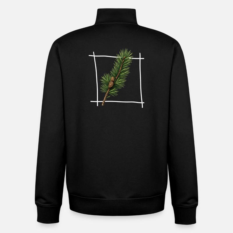 Pine Branch Minimal Frame - Unisex Organic Zip Sweatshirt by Stanley/Stella - black