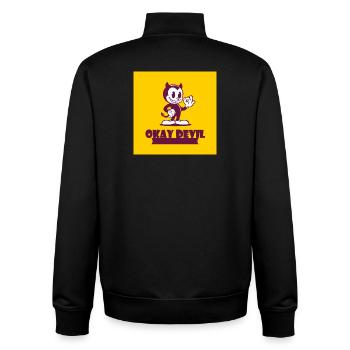 Okay Devil-Maskottchen auf Gelb - Unisex Organic Zip Sweatshirt von Stanley/Stella - Schwarz - Hinten - AI Model Male 185 light (185cm)