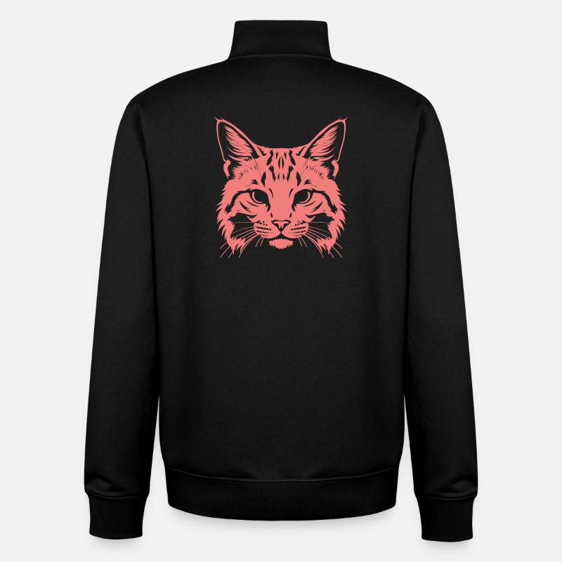 Silhouette de tête de chat - Sweat zippé unisexe en coton bio Stanley/Stella - noir