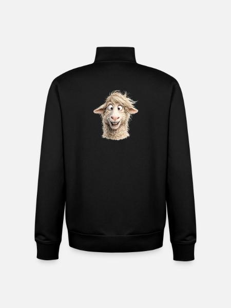 Happy Sheep Portrait - Unisex Organic Zip Sweatshirt by Stanley/Stella - black