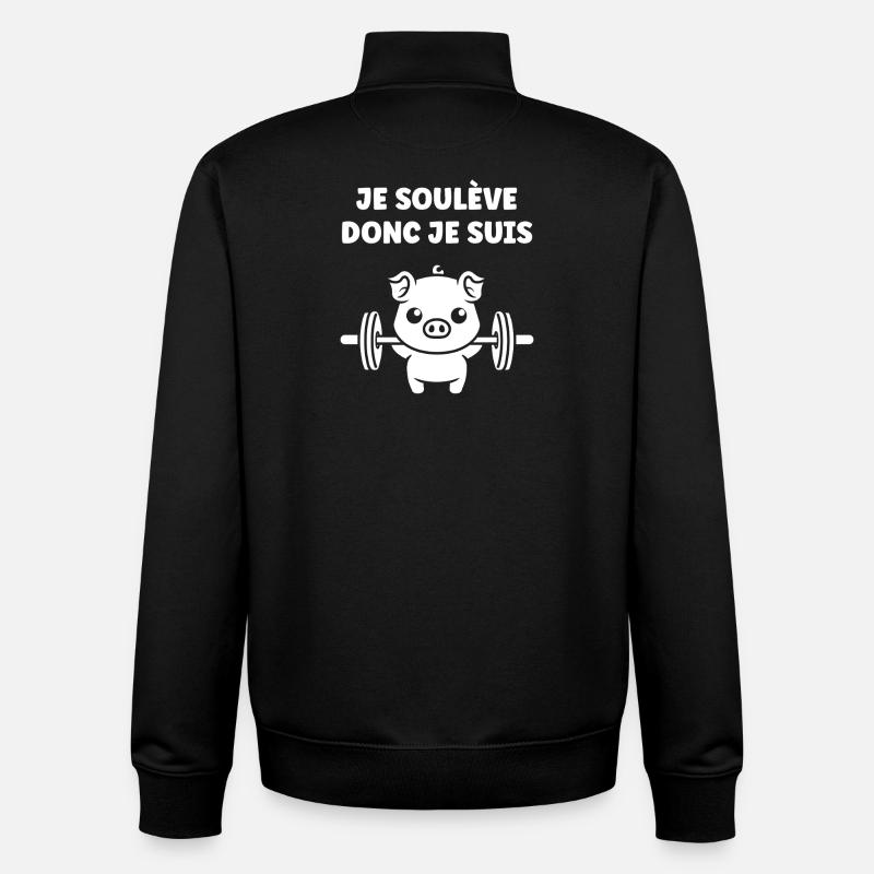 Cochon Haltérophile Je Soulève - Sweat zippé unisexe en coton bio Stanley/Stella - noir