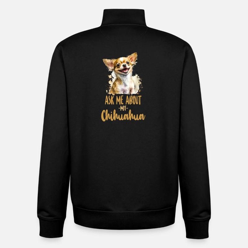 Chihuahua Chihuahueño Demandez-moi à propos de - Sweat zippé unisexe en coton bio Stanley/Stella - noir