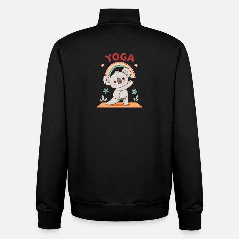 Koala Yoga Arc-en-Ciel - Sweat zippé unisexe en coton bio Stanley/Stella - noir