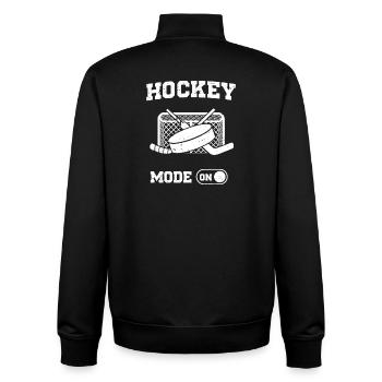 Hockey Mode On - Unisex Organic Zip Sweatshirt by Stanley/Stella - black - Back - AI Model Male 185 light (185cm)