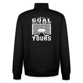 My Goal Is To Deny Yours Hockey Goalie Vintage - Unisex Organic Zip Sweatshirt by Stanley/Stella - black - Back - AI Model Male 185 light (185cm)