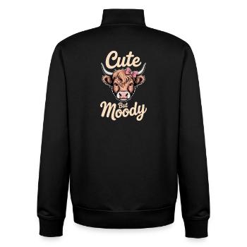 Highland Cattle Sayings Moody Funny Gift - Unisex Organic Zip Sweatshirt by Stanley/Stella - black - Back - AI Model Male 185 light (185cm)