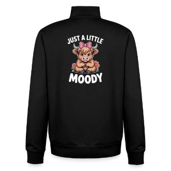 Highland Cattle Sayings Moody Funny Gift - Unisex Organic Zip Sweatshirt by Stanley/Stella - black - Back - AI Model Male 185 light (185cm)