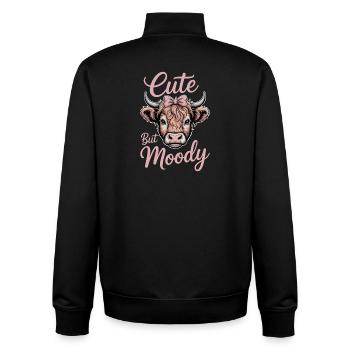 Highland Cattle Sayings Moody Funny Gift - Unisex Organic Zip Sweatshirt by Stanley/Stella - black - Back - AI Model Male 185 light (185cm)