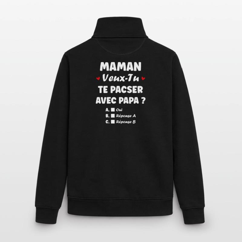 Mama, willst du eine eingetragene Lebenspartnerschaft mit Papa eingehen? Unisex Organic Zip Sweatshirt von Stanley/Stella