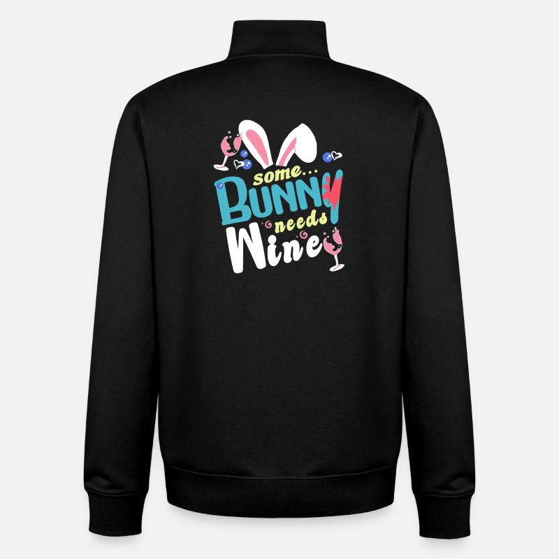 Some rabbit needs some wine - Unisex Organic Zip Sweatshirt by Stanley/Stella - black