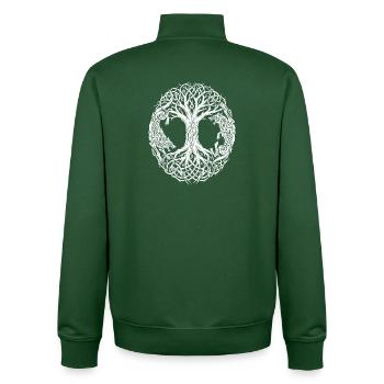 Yggdrasil Arbre du Monde & Loups - Nœud Viking - Sweat zippé unisexe en coton bio Stanley/Stella - vert bouteille - Dos - AI Model Male 185 dark (185cm)
