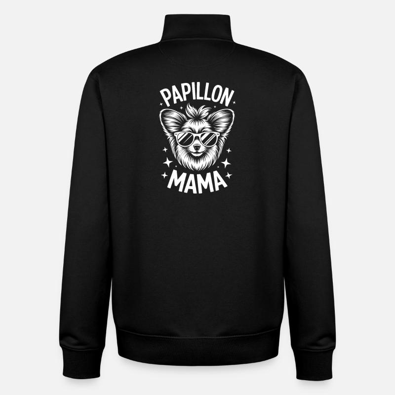 Papillon Sprüche Hunde Lustiges Papillon Geschenk  - Unisex Organic Zip Sweatshirt von Stanley/Stella - Schwarz