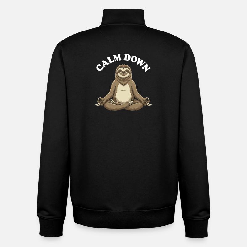 Silent Sloth Meditation Moment - Unisex Organic Zip Sweatshirt by Stanley/Stella - black