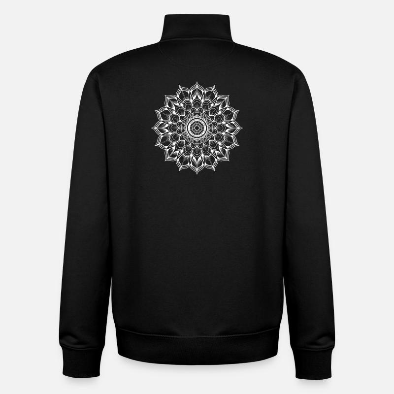 mandala - Sweat zippé unisexe en coton bio Stanley/Stella - noir