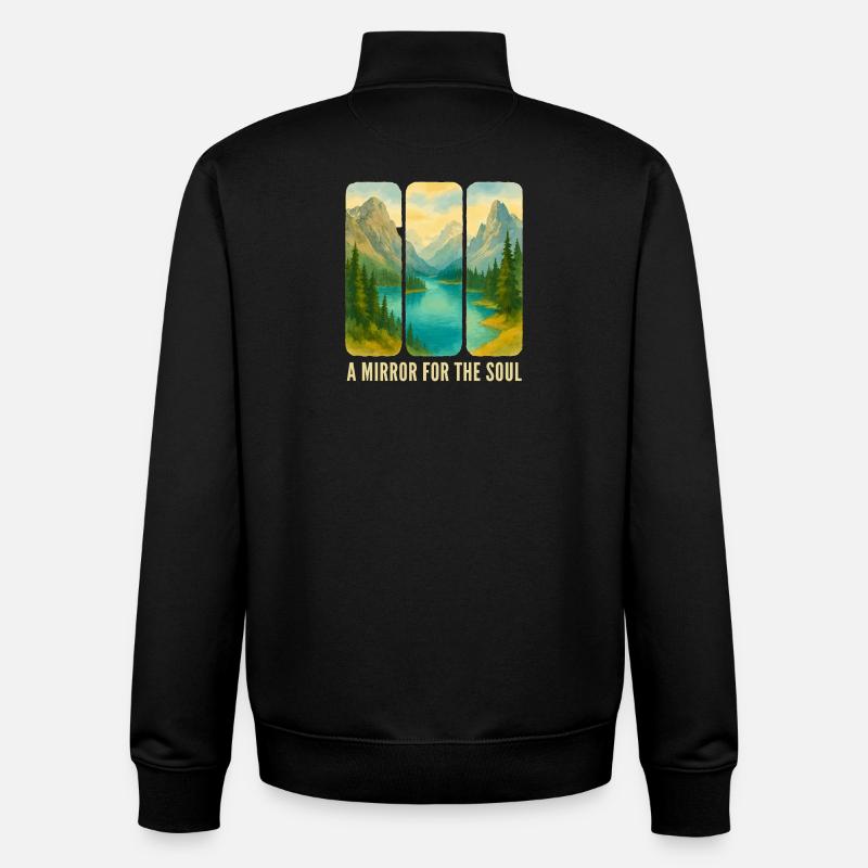 Mountain Landscape Triptych with Lake - Unisex Organic Zip Sweatshirt by Stanley/Stella - black