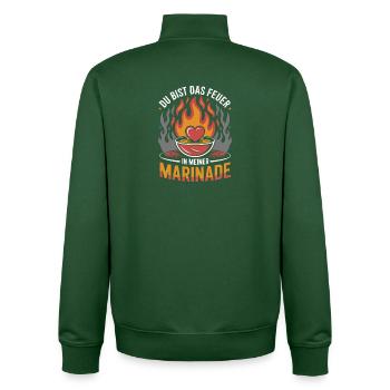 Tu es le feu dans mon grill de marinade en disant - Sweat zippé unisexe en coton bio Stanley/Stella - vert bouteille - Dos - AI Model Male 185 dark (185cm)