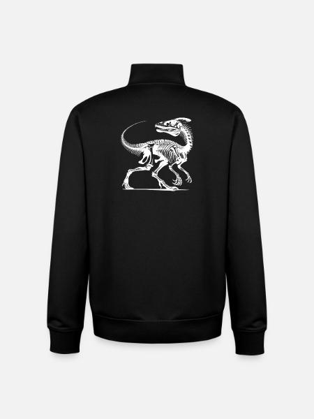 Dinosaur Raptor with Backbone Bones - Unisex Organic Zip Sweatshirt by Stanley/Stella - black