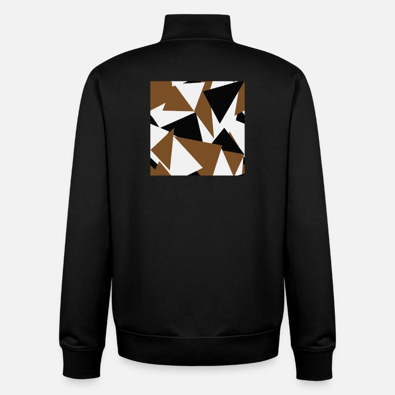 Géométrie des triangles brun-noir - Sweat zippé unisexe en coton bio Stanley/Stella - noir