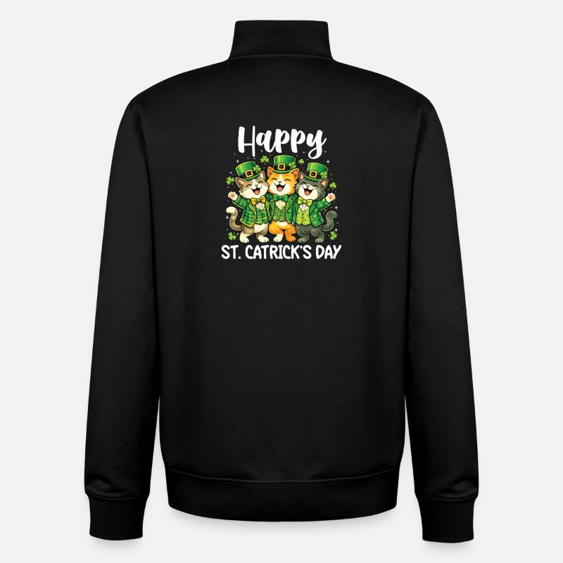 Joyeuse Saint-Patrick Irlandais - Saint-Patrick - Sweat zippé unisexe en coton bio Stanley/Stella - noir