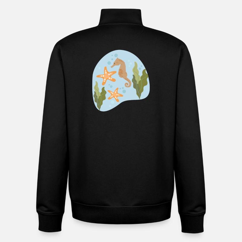 Hippocampe - Sweat zippé unisexe en coton bio Stanley/Stella - noir