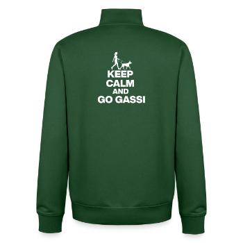 KEEP CALM AND GO GASSI FÜR HUNDEFANS IN weiß - Unisex Organic Zip Sweatshirt von Stanley/Stella - Flaschengrün - Hinten - AI Model Male 185 dark (185cm)