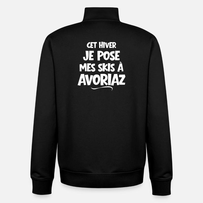 Avoriaz, station de ski, ski - Sweat zippé unisexe en coton bio Stanley/Stella - noir