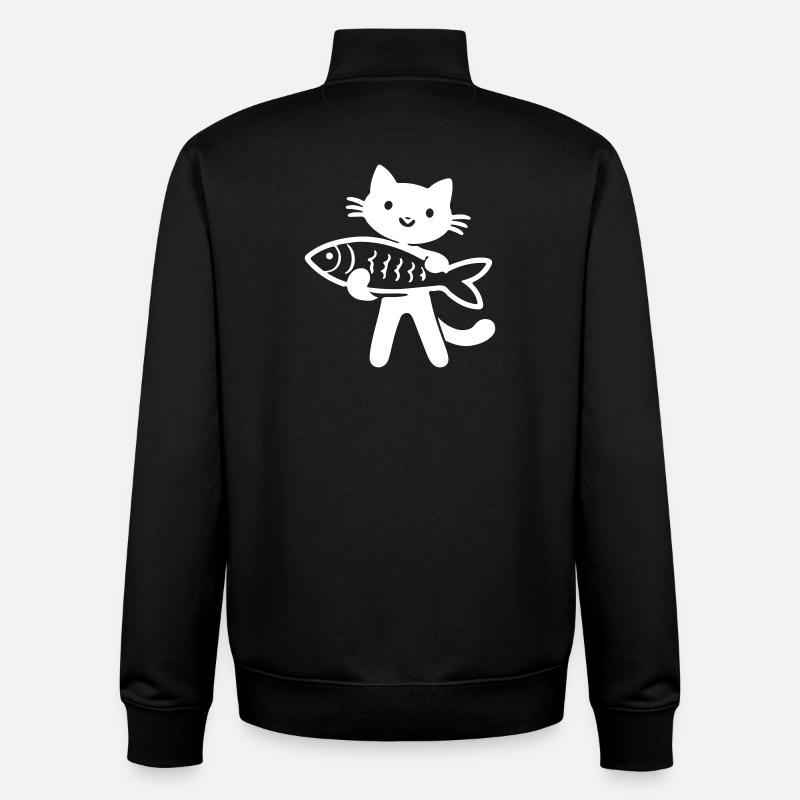 Poisson-chat - Sweat zippé unisexe en coton bio Stanley/Stella - noir