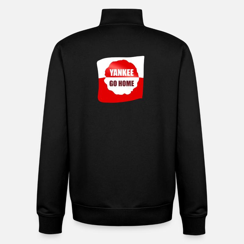 Logo contrastant Yankee Go Home - Sweat zippé unisexe en coton bio Stanley/Stella - noir
