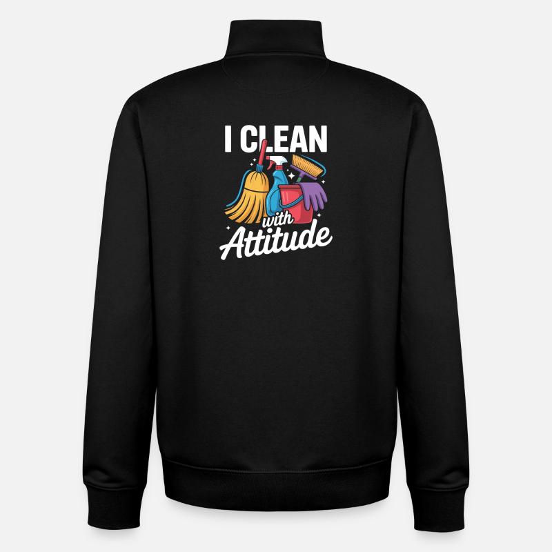 Motif de l’équipe de nettoyage - Sweat zippé unisexe en coton bio Stanley/Stella - noir