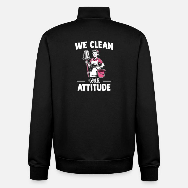 Motif de l’équipe de nettoyage - Sweat zippé unisexe en coton bio Stanley/Stella - noir