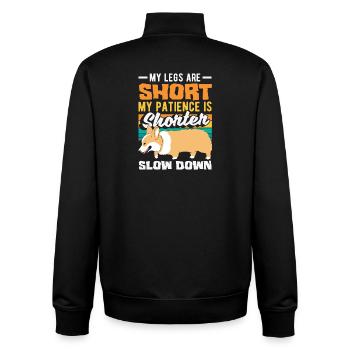 Warte Auf Mich, Ich Habe Kleine Beine - Unisex Organic Zip Sweatshirt von Stanley/Stella - Schwarz - Hinten - AI Model Male 185 light (185cm)