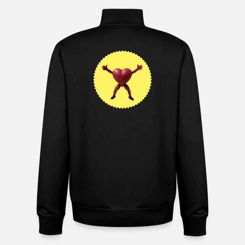 Hugging Heart Action Figure (Jagged Badge) - Unisex Organic Zip Sweatshirt by Stanley/Stella - black