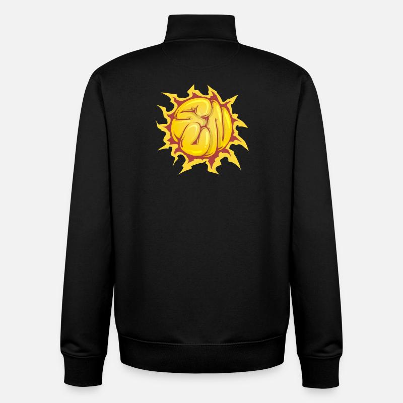 Soleil graff - Sweat zippé unisexe en coton bio Stanley/Stella - noir