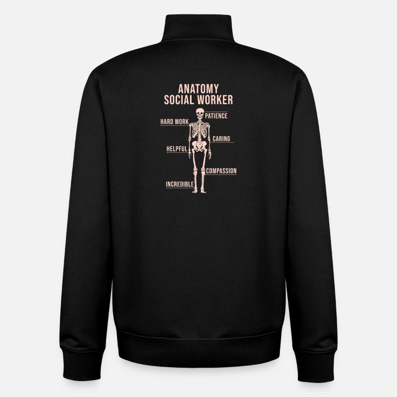 Citation d’assistant social Anatomie Travail social - Sweat zippé unisexe en coton bio Stanley/Stella - noir