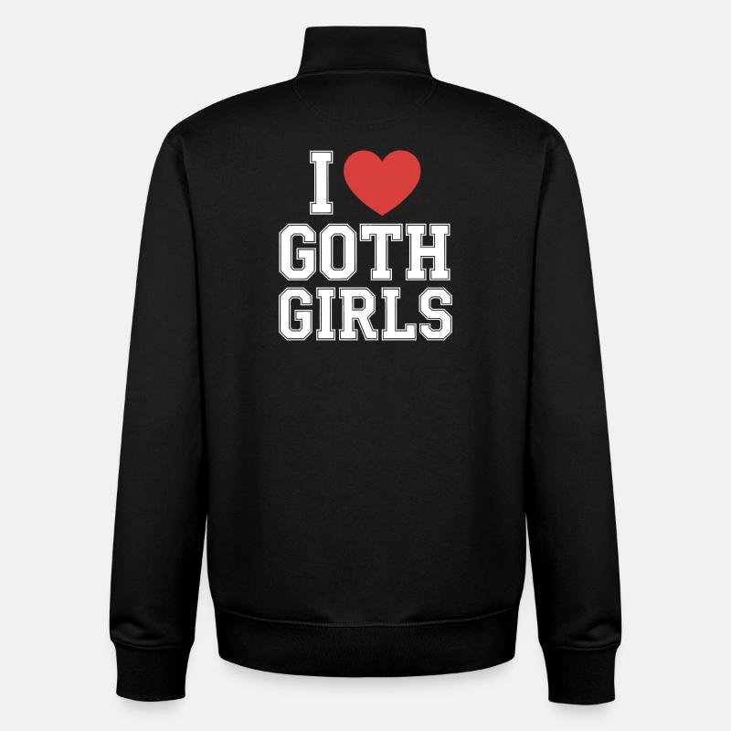 J’aime les filles gothiques - Sweat zippé unisexe en coton bio Stanley/Stella - noir