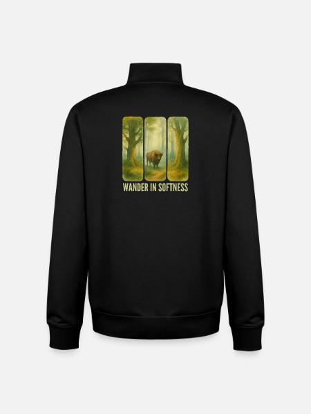 Bisons errants dans la forêt - Sweat zippé unisexe en coton bio Stanley/Stella - noir